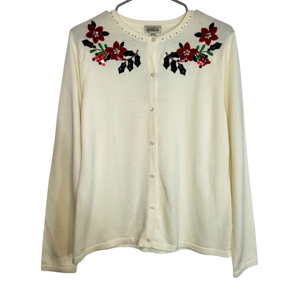 Vintage NWT Classic Elements Women's Light Weight Christmas Cardigan Sweater M - Picture 1 of 8